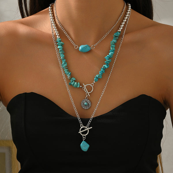 Turquoise Natural Shape Western Style Necklace