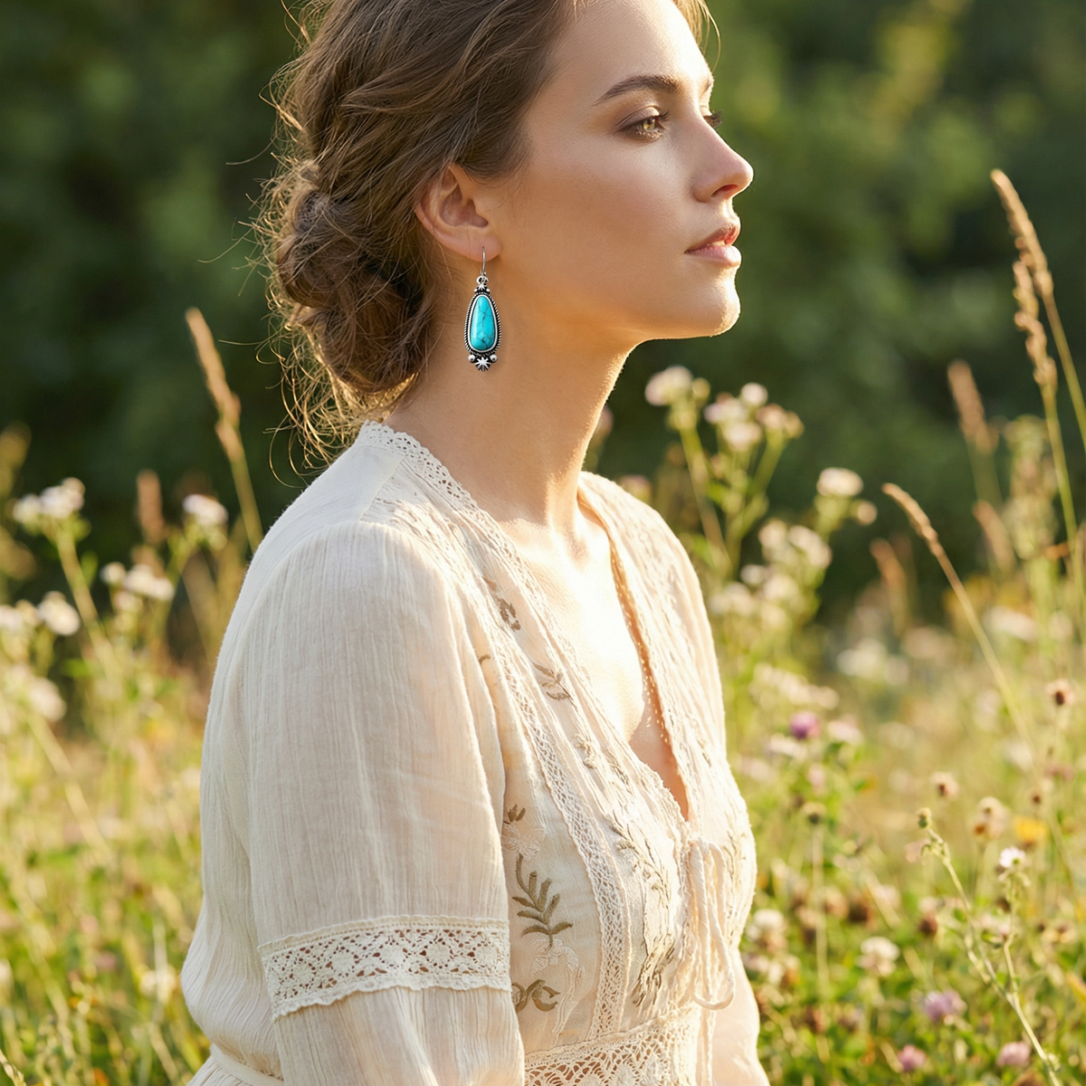 Western Turquoise Drop Earrings