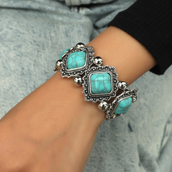 Western Heritage Square Turquoise Bracelet