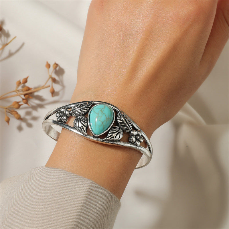 Turquoise Floral Cuff Bracelet