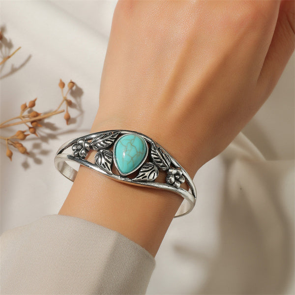 Turquoise Floral Cuff Bracelet