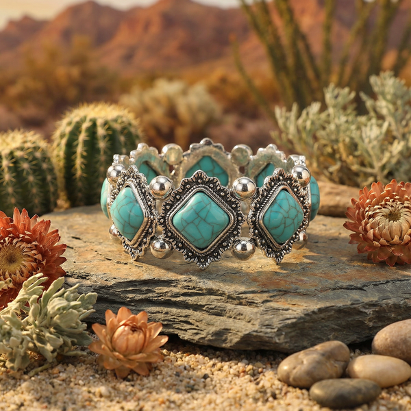 Western Heritage Square Turquoise Bracelet