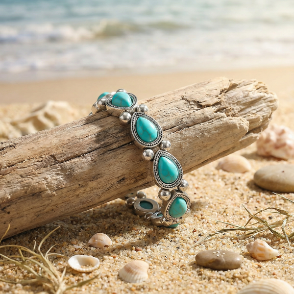 Retro ethnic style teardrop turquoise bracelet