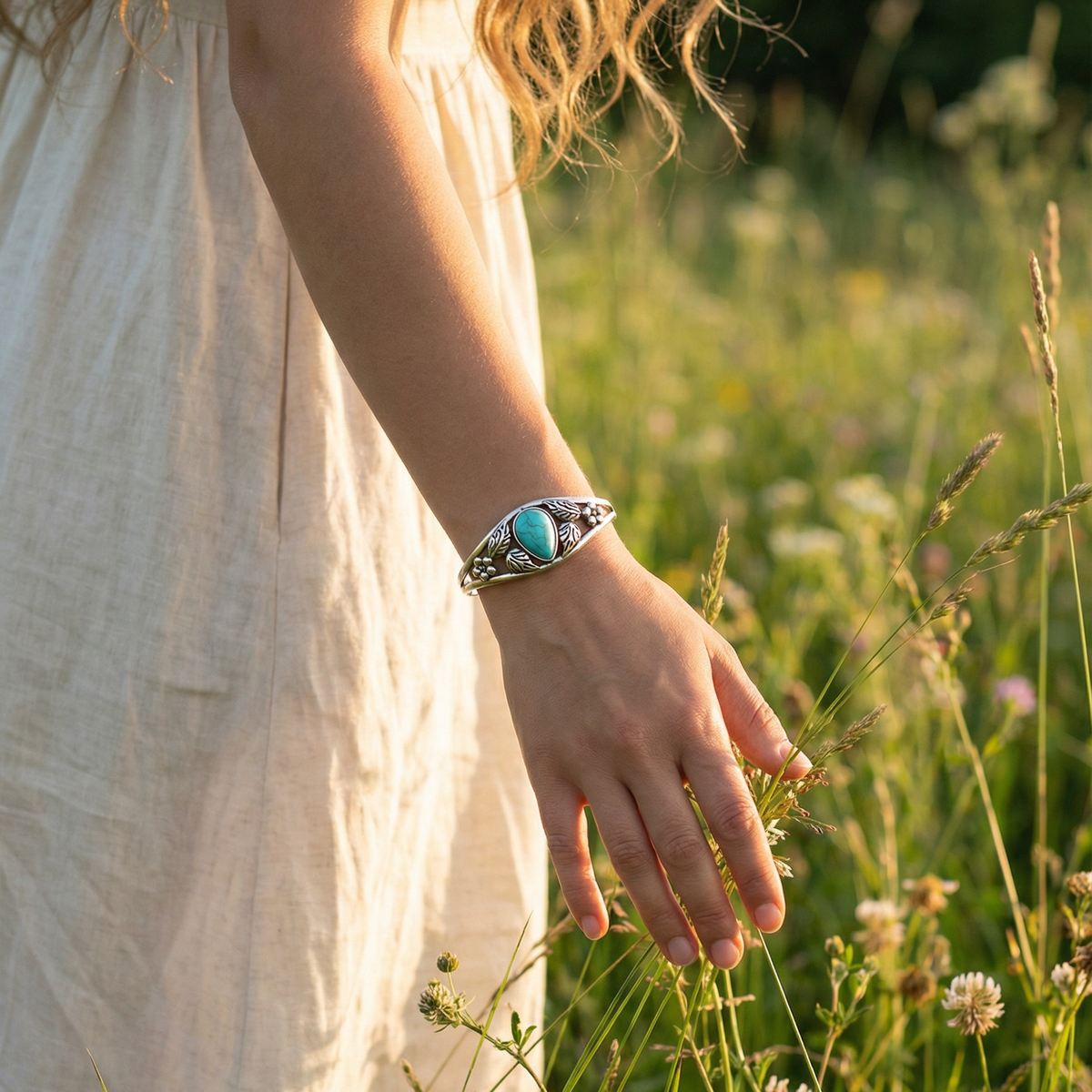 Turquoise Floral Cuff Bracelet