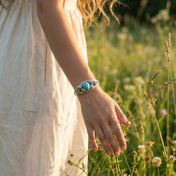 Turquoise Floral Cuff Bracelet