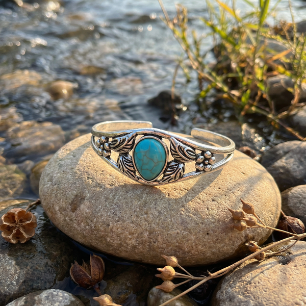 Turquoise Floral Cuff Bracelet