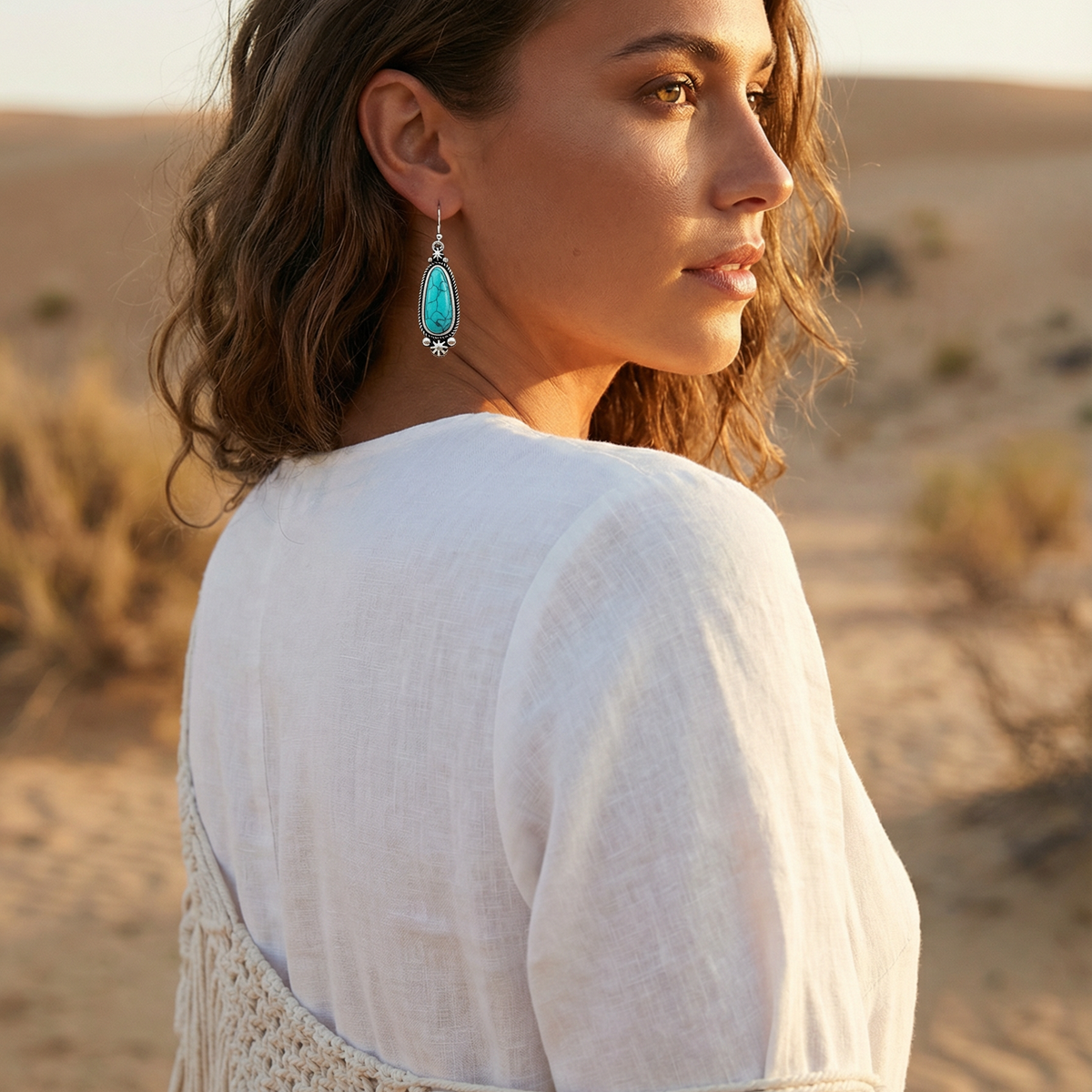 Western Turquoise Drop Earrings