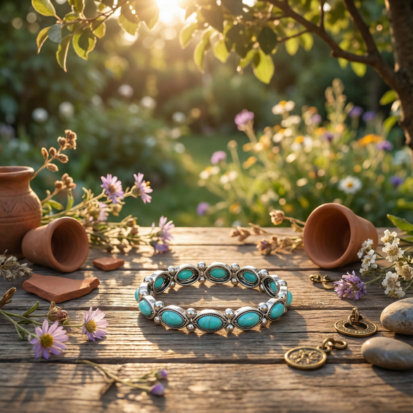 Retro ethnic style teardrop turquoise bracelet