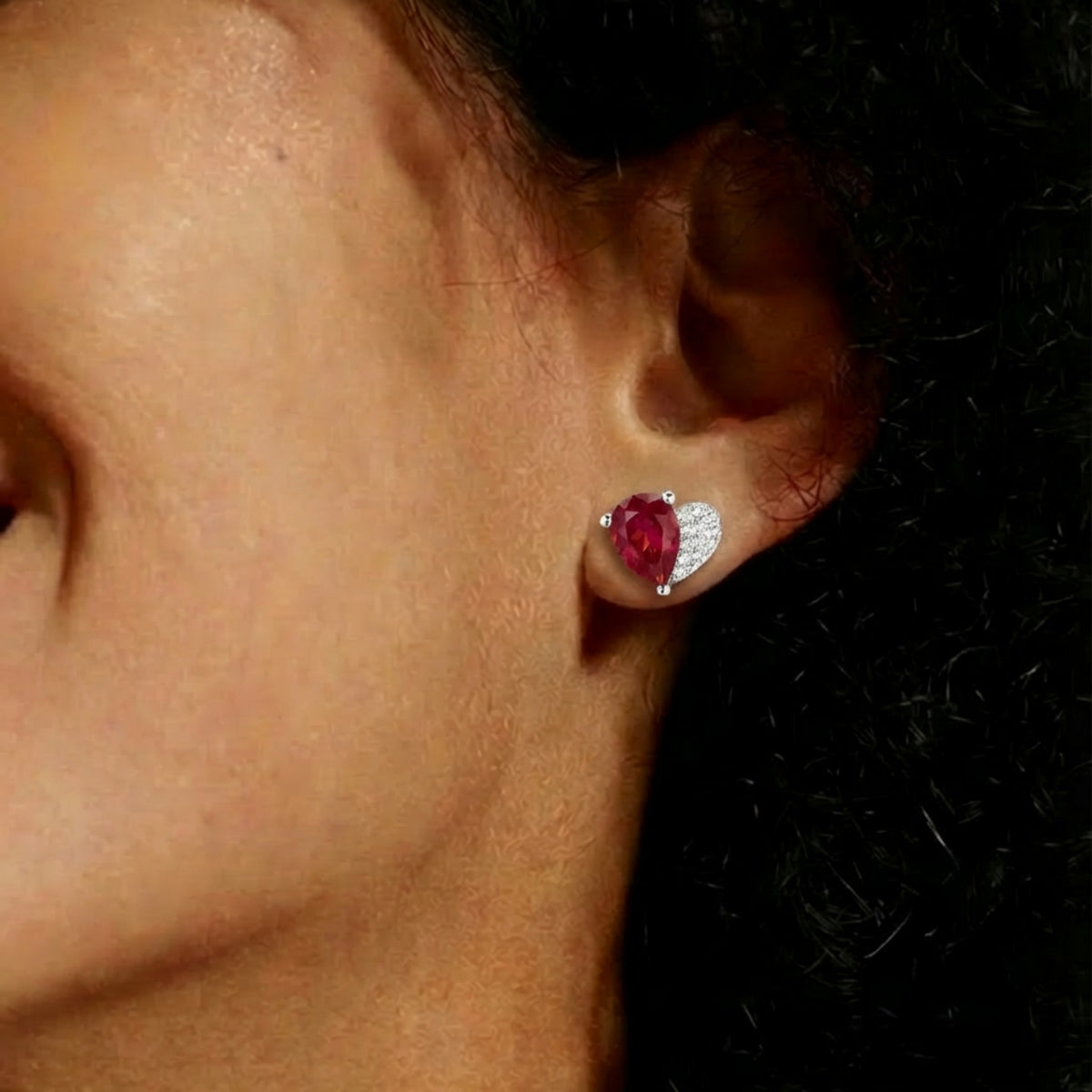 Half Heart Studs Earrings