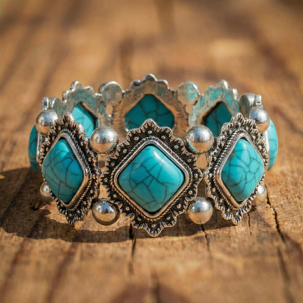 Western Heritage Square Turquoise Bracelet