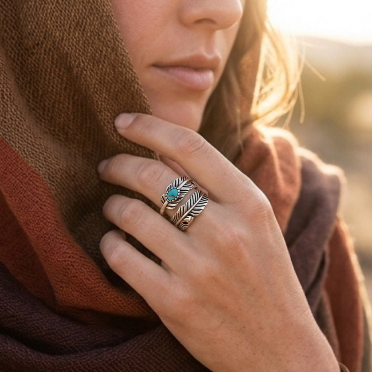 Feather Turquoise Ring