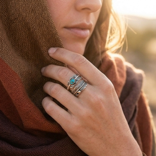 Feather Turquoise Ring