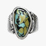 Blue & Yellow Turquoise Ring | Vintage Ethnic Carved Setting