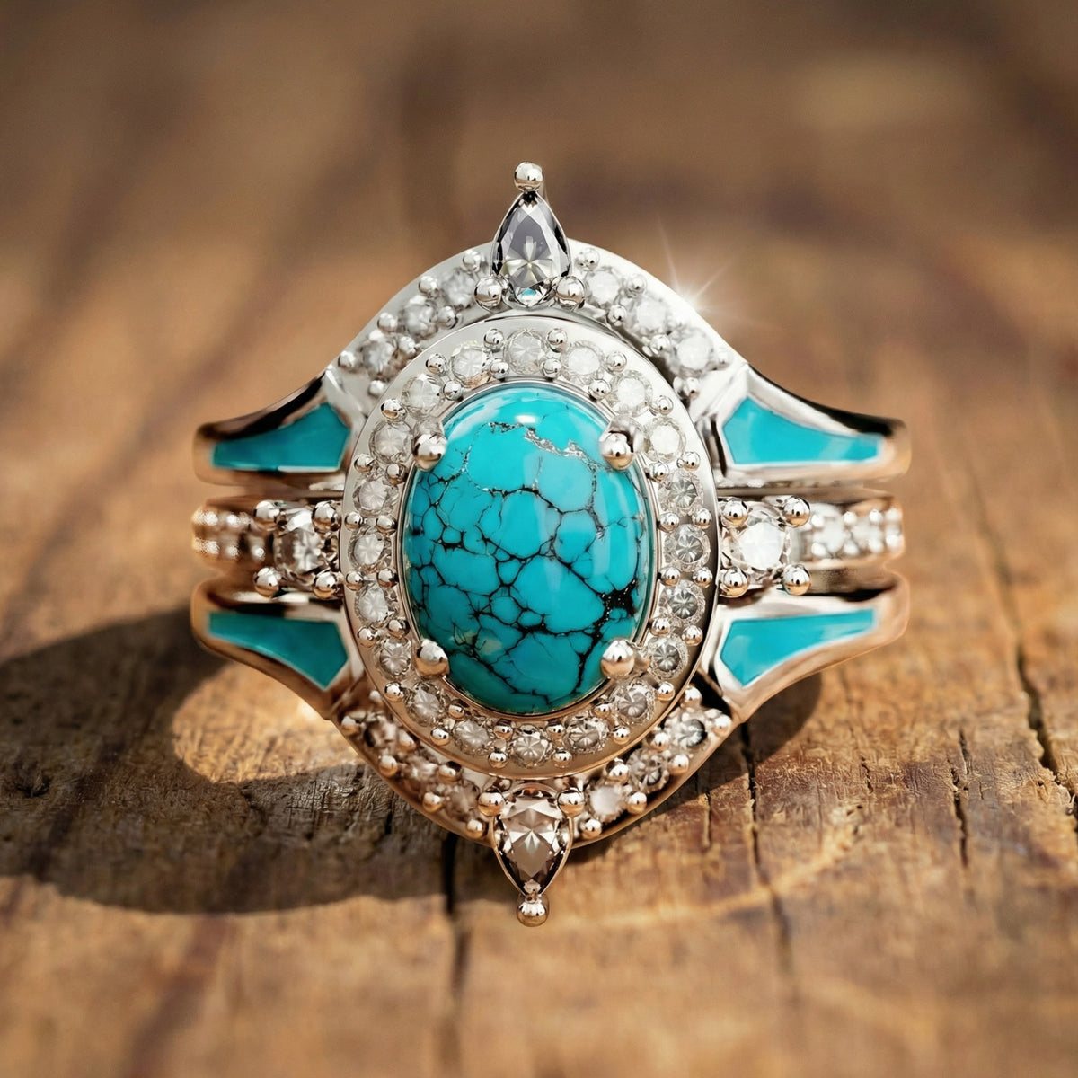 Turquoise Ocean Glow Ring — Natural Stone Boho Statement Ring