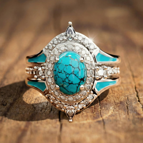 Turquoise Ocean Glow Ring — Natural Stone Boho Statement Ring
