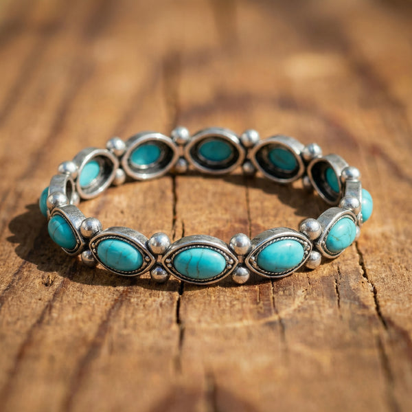 Retro ethnic style teardrop turquoise bracelet