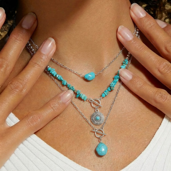 Turquoise Natural Shape Western Style Necklace