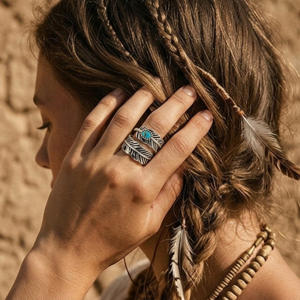 Feather Turquoise Ring
