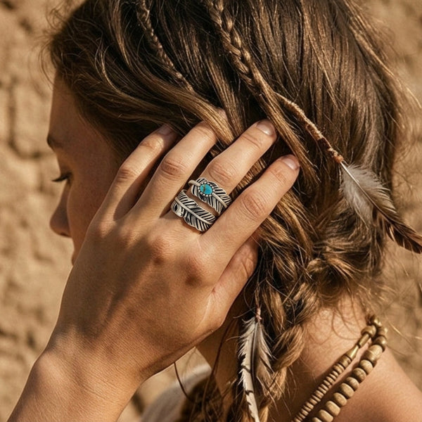 Feather Turquoise Ring