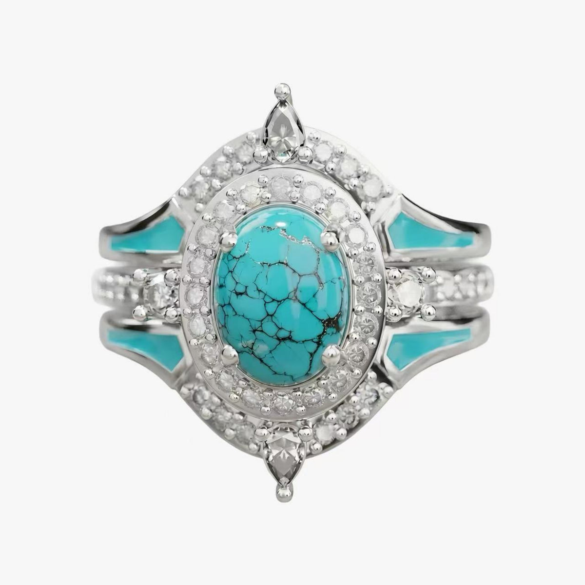 Turquoise Ocean Glow Ring — Natural Stone Boho Statement Ring