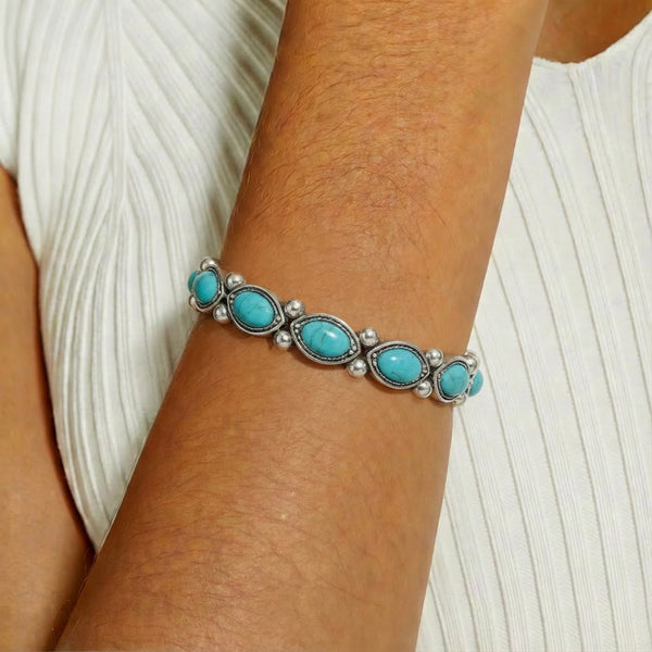 Retro ethnic style teardrop turquoise bracelet