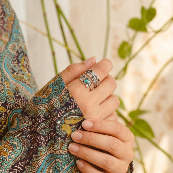 Feather Turquoise Ring