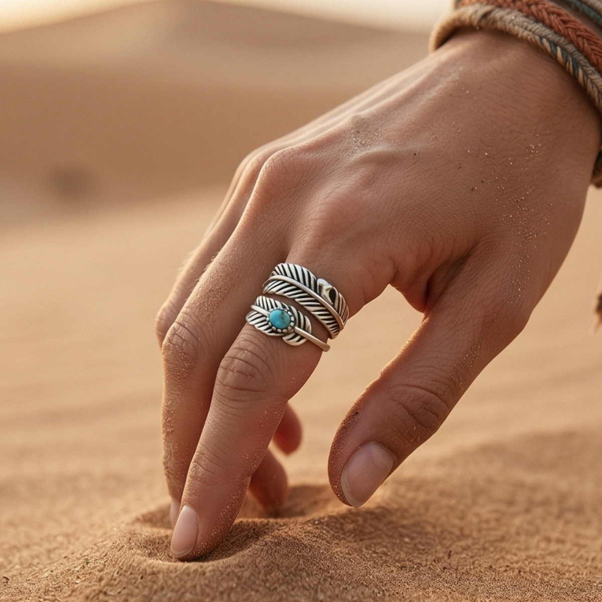 Feather Turquoise Ring