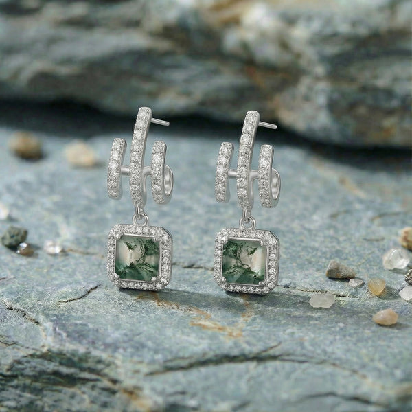 Green Prism Drop Earrings