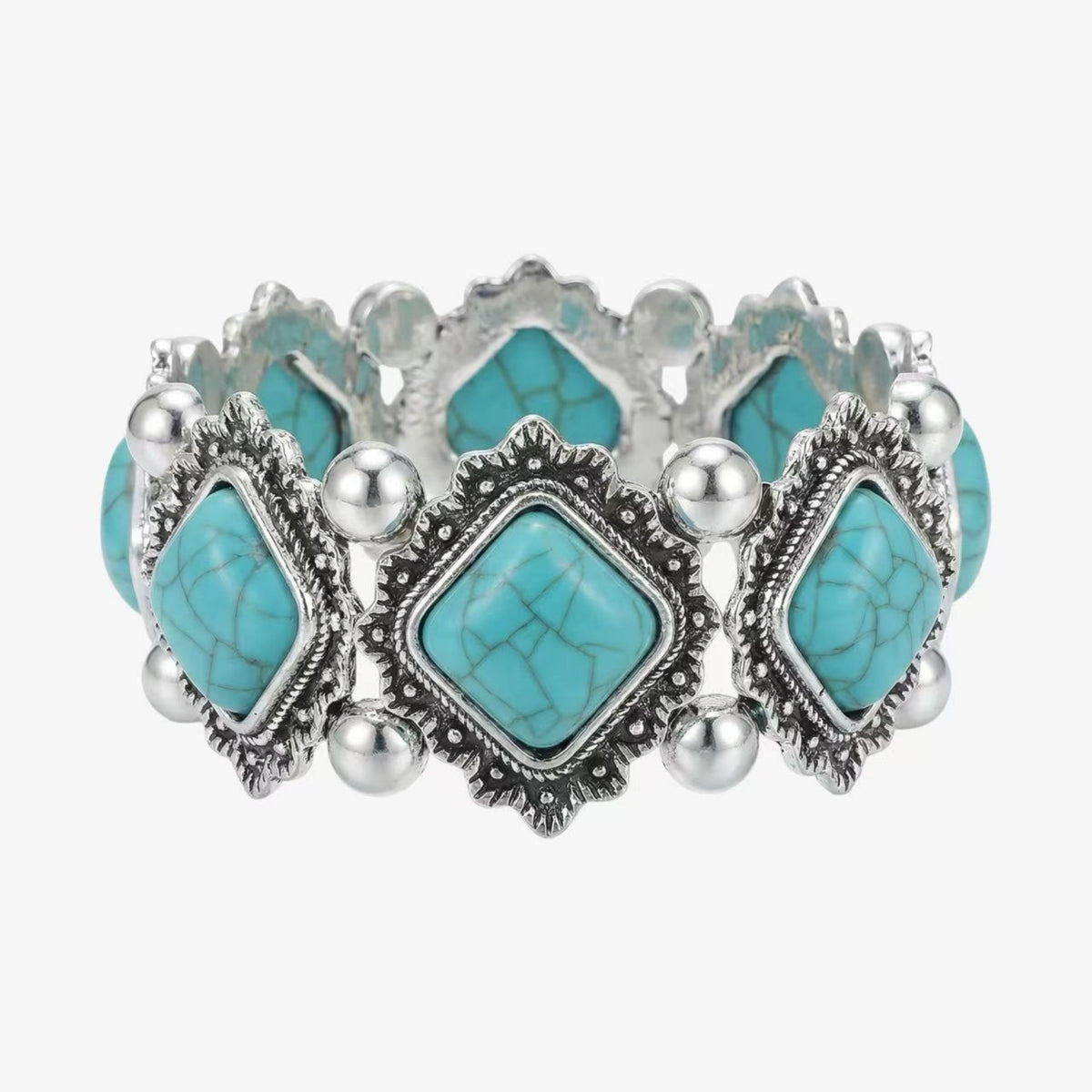 Western Heritage Square Turquoise Bracelet