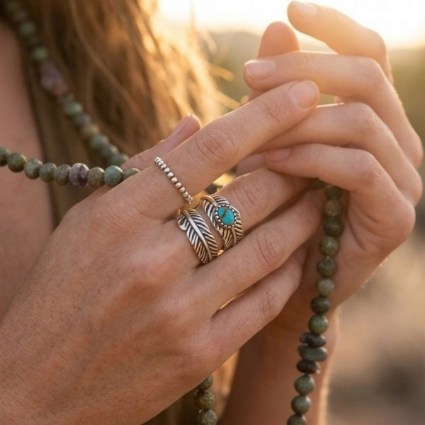 Feather Turquoise Ring