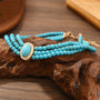 Turquoise oval geometric beaded choker necklace