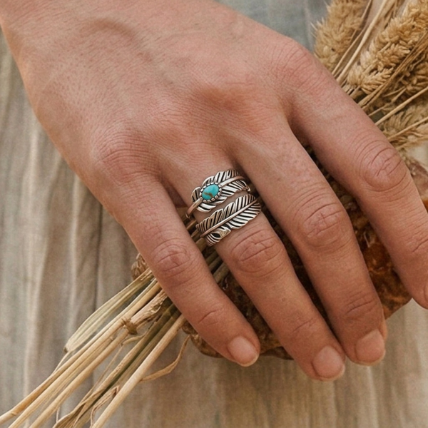 Feather Turquoise Ring