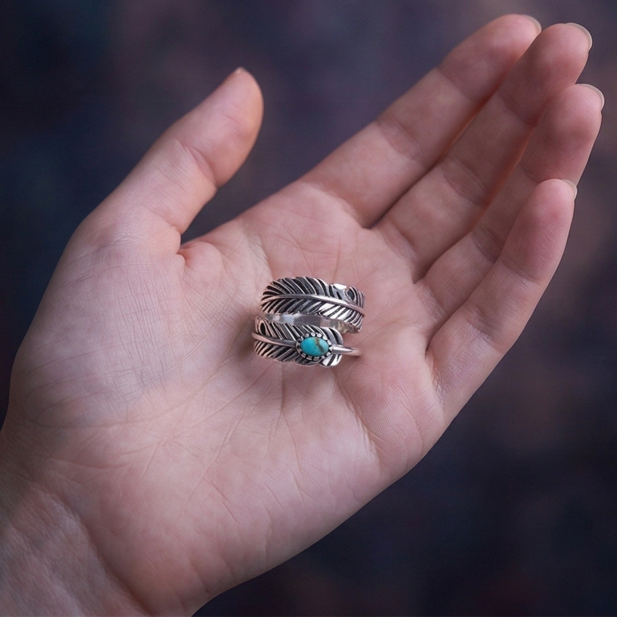 Feather Turquoise Ring