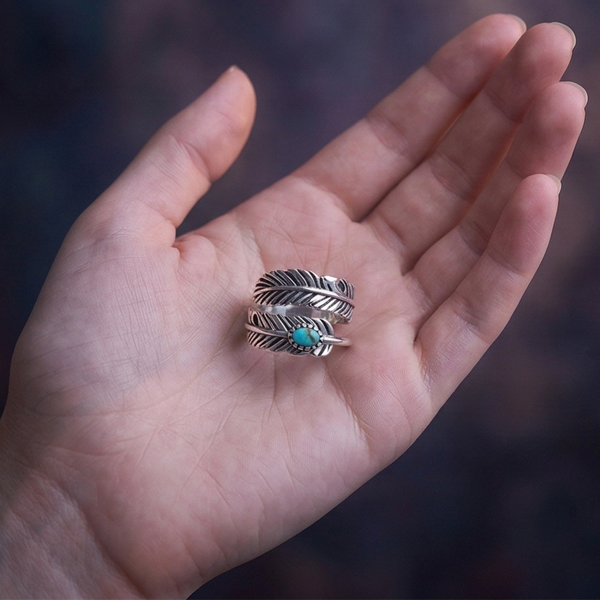 Feather Turquoise Ring
