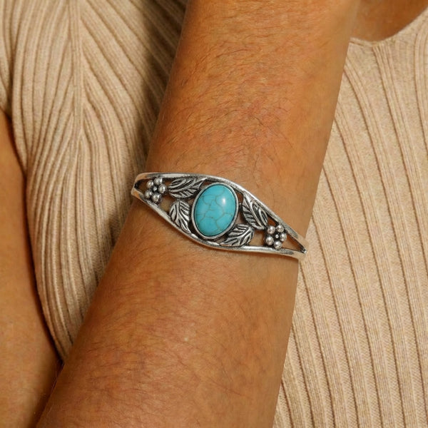 Turquoise Floral Cuff Bracelet