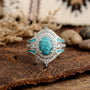 Turquoise Ocean Glow Ring — Natural Stone Boho Statement Ring