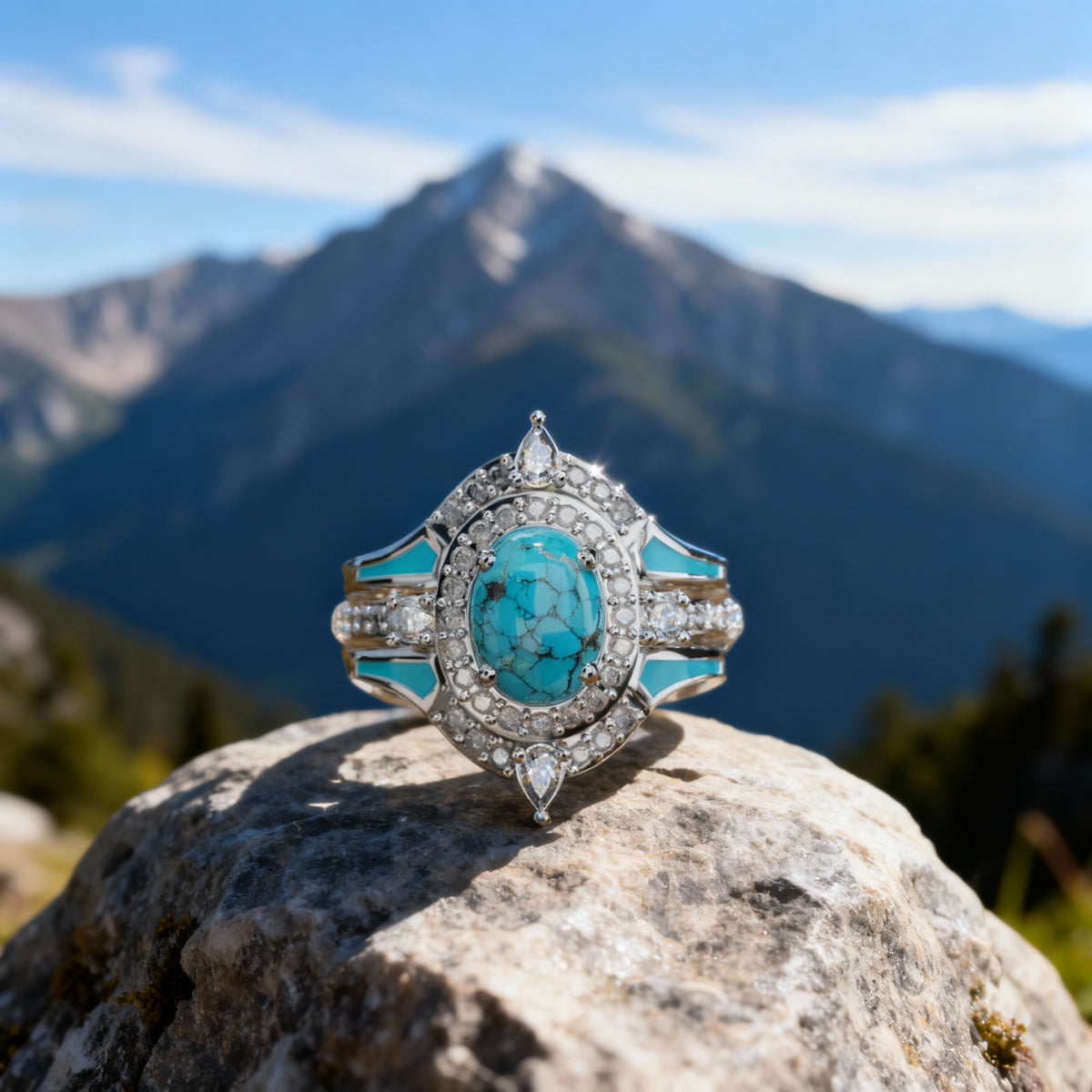 Turquoise Ocean Glow Ring — Natural Stone Boho Statement Ring