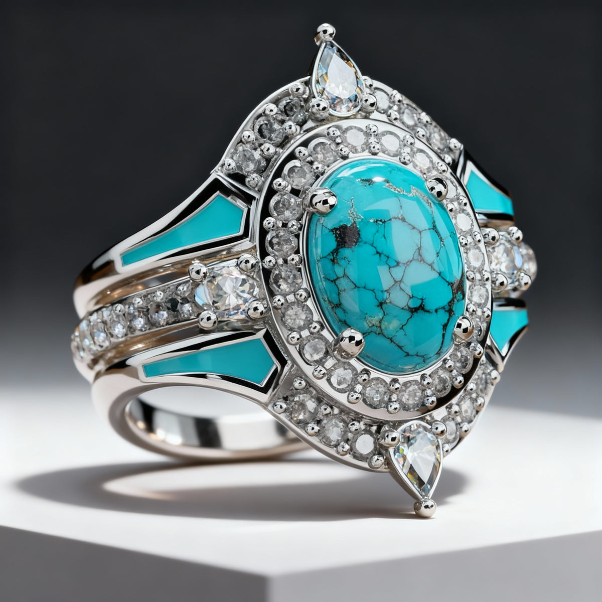 Turquoise Ocean Glow Ring — Natural Stone Boho Statement Ring
