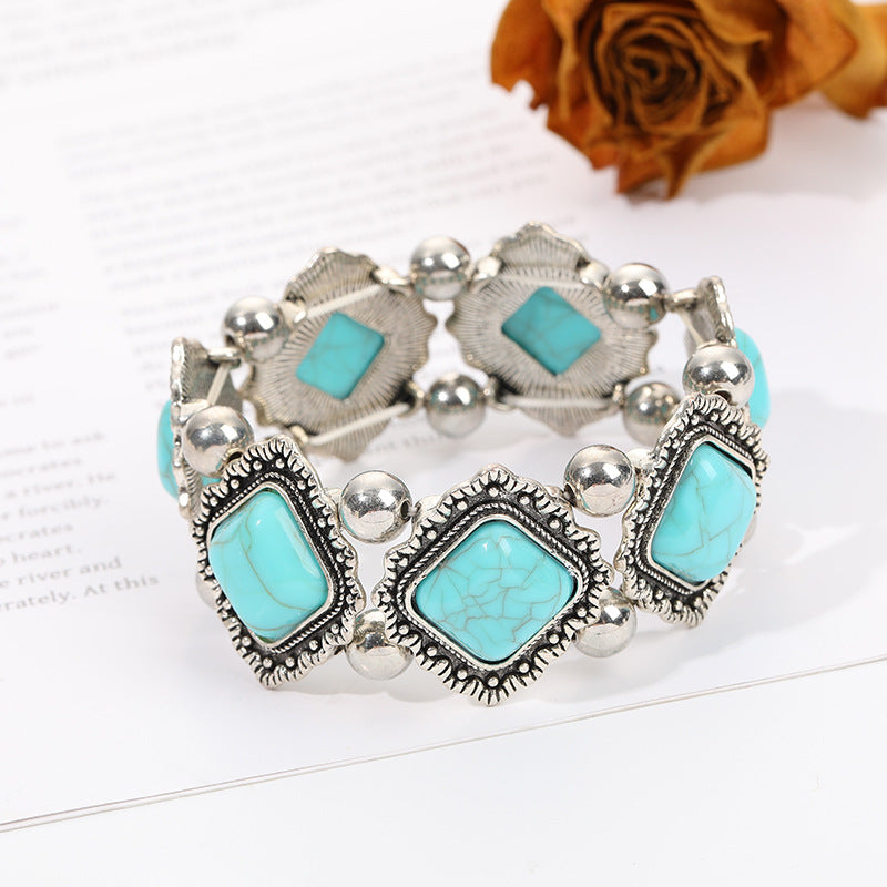 Western Heritage Square Turquoise Bracelet